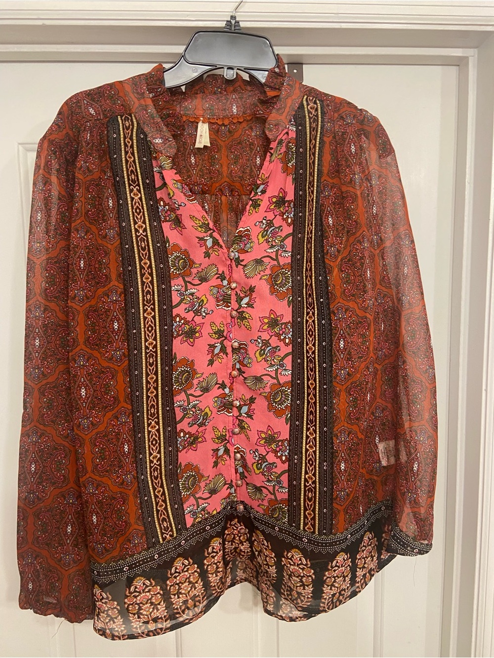 Moon Orchird 22/24 2X 3X Boho Chic Shirt Flowy Made in India